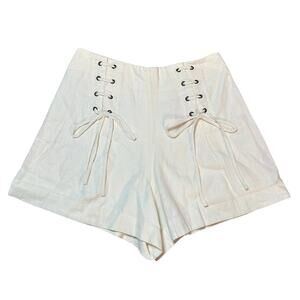 Dress To Off White Linen Blend High Waist Shorts